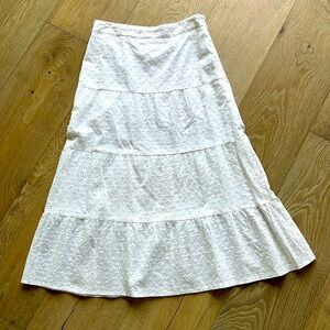 Olivaceous white eyelet midi skirt size medium